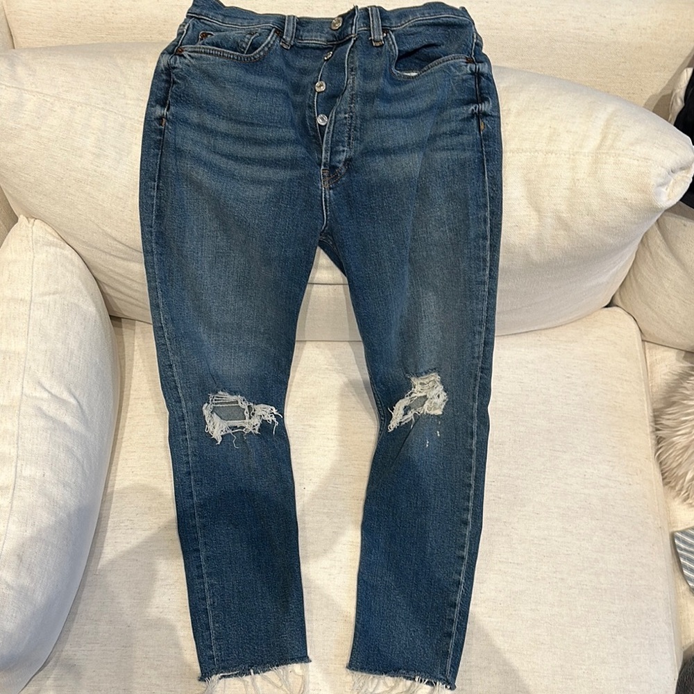 RE/DONE Distressed Skinny zBlue Jeans